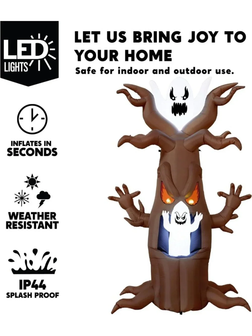 7 Ft Halloween Inflatable Tree Decor with LED Ghost - Outdoor Blow Up Yard